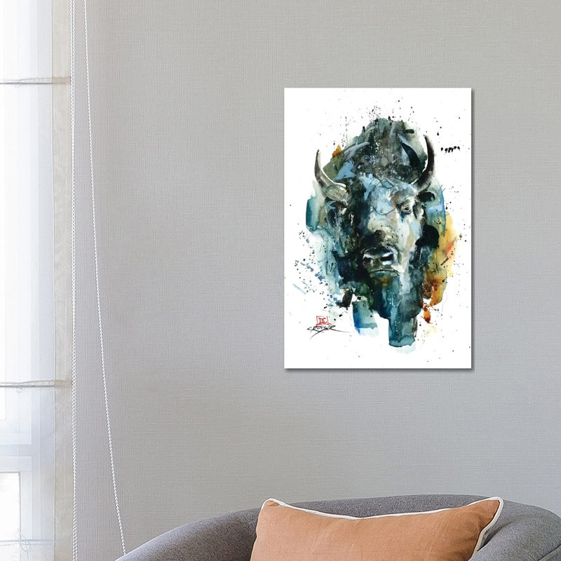 Abstract Bison by Dean Crouser - Painting on Canvas, 66.04 cm H x 45.72 cm W x 1.91 cm D, Wrapped Canvas