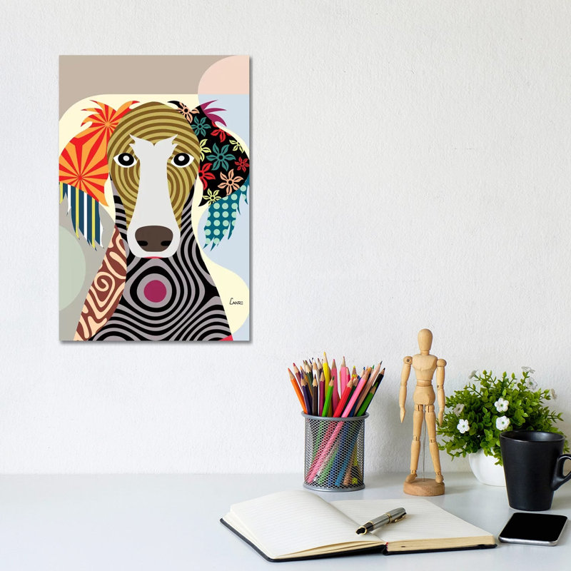 Saluki by Lanre Studio - Wrapped Canvas Print, 20.32 cm H x 30.48 cm W