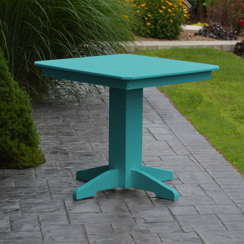 Nettie Square Outdoor Dining Table With Umbrella Hole , in. W in. D, 33" L x 33" W, Aruba Blue