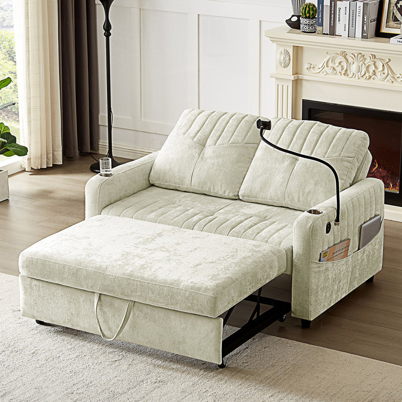 Causeuse moderne avec canapé-lit et dossier ajustable, Beige
