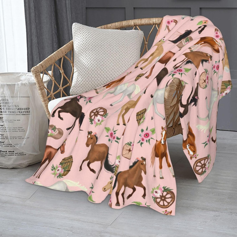 Horse Throw Blanket 60"x80" Fuzzy Soft Cozy Horses Blankets Soft Throws Warm Lightweight Plush Fleece Throw Blanket for Men Women Gift Bed Couch Sofa