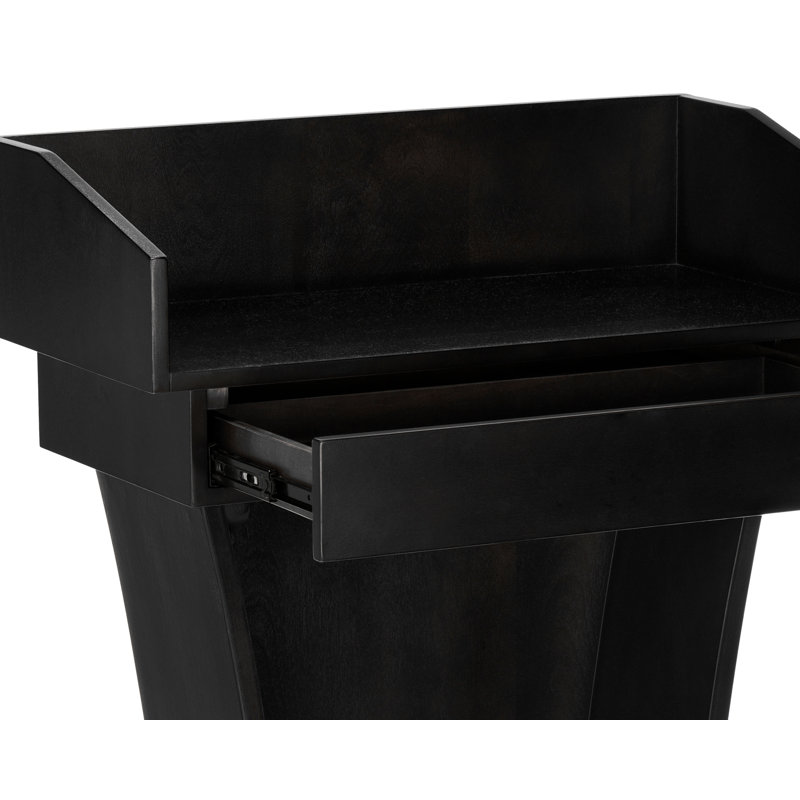 Black Wood Veneer Full Podium Lectern with Storage