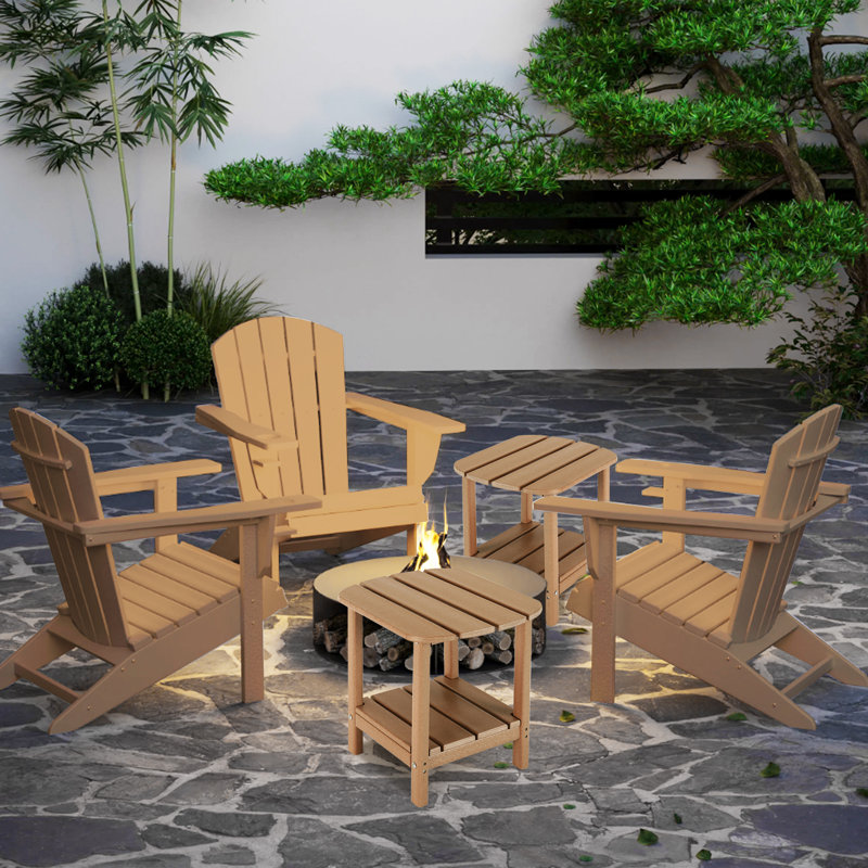 Table d'appoint extérieure en PEHD, table d'appoint Adirondack à 2 niveaux, résistance aux intempéries, Teck