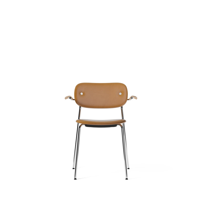 Co Upholstered Arm Chair, Black Oak, Chrome, Black Linen