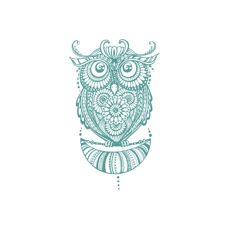 Décalcomanie murale hibou Shelia, Turquoise
