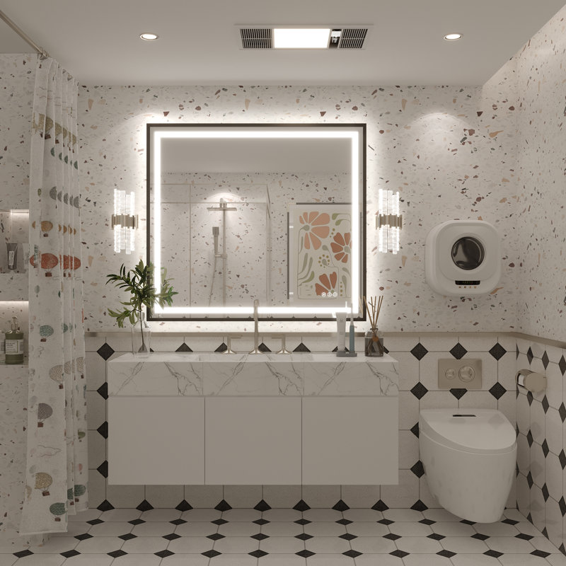 Miroir de salle de bain Molly Framelss, 40 po x 36 po, Noir