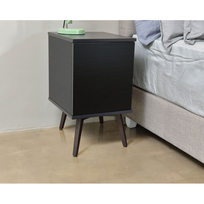 Holzheimer 35.2cm W Particle Board / Chipboard Bedside Table, Black
