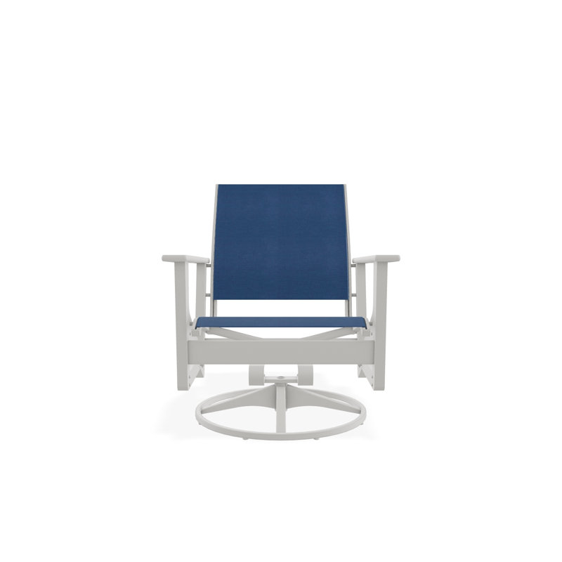 Wexler Outdoor Swivel Lounge Chair, Cobalt 35D Sunbrella®, Snow