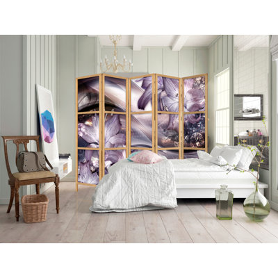 225cm W x 171cm H 5 - Panel Solid Wood Folding Room Divider