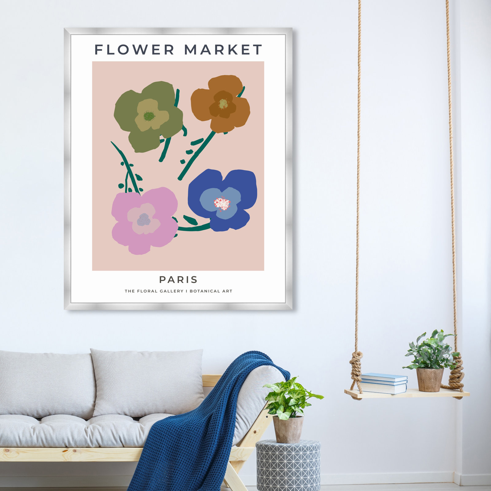 Paris Flower Market Print by Oliver Gal, 47" H x 38" W, Silver