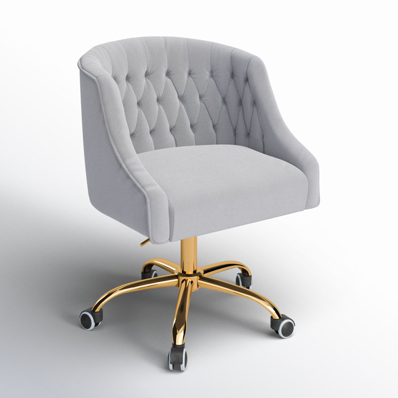 Chaise de travail en velours Doreen, Velours gris