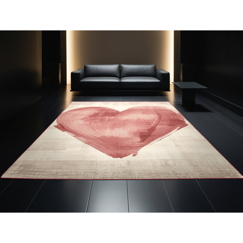 Tapis abstrait moderne et contemporain lavable à la machine Valentines Artesian, 2 pi x 3 pi