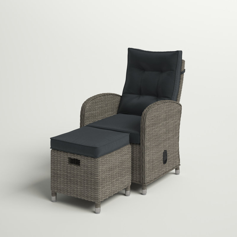 Acuff All-Weather 2 Pc Outdoor Set with A Reclining Chair and Ottoman With Cushions