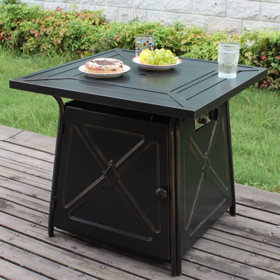 Table de foyer d'extérieur au propane avec couvercle H 25 po x l 28 po
