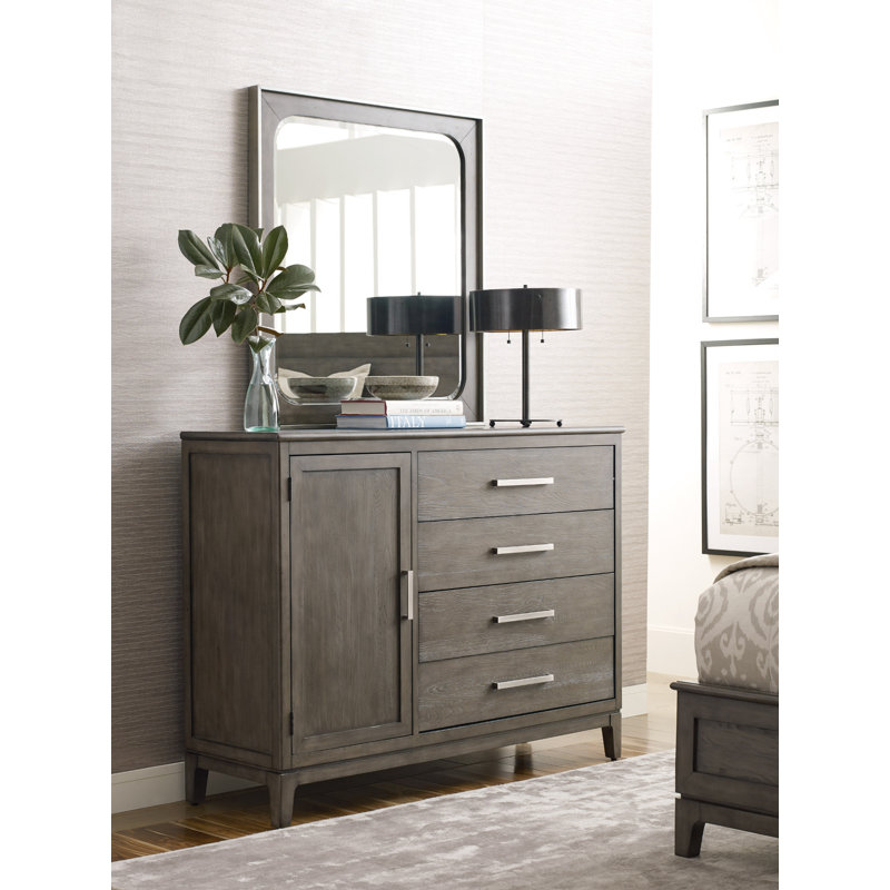 Commode combinée en bois massif à 4 tiroirs Gennadi