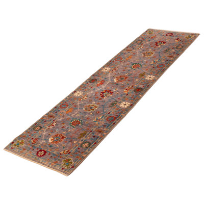 Zeah One-of-a-Kind 2'7" X 9'6" New Age Runner Wool Area Rug Gray