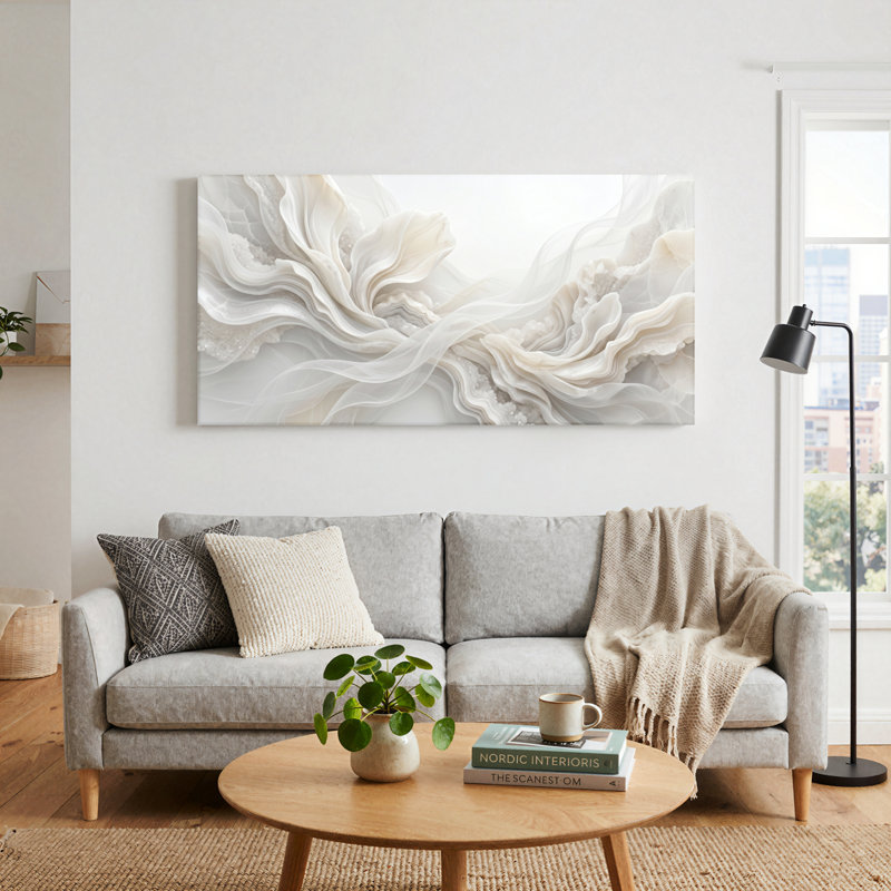 Ensemble de 1 tableau sur toile « Flux de marbre », L 58 po x H 28 po, Toile tendue