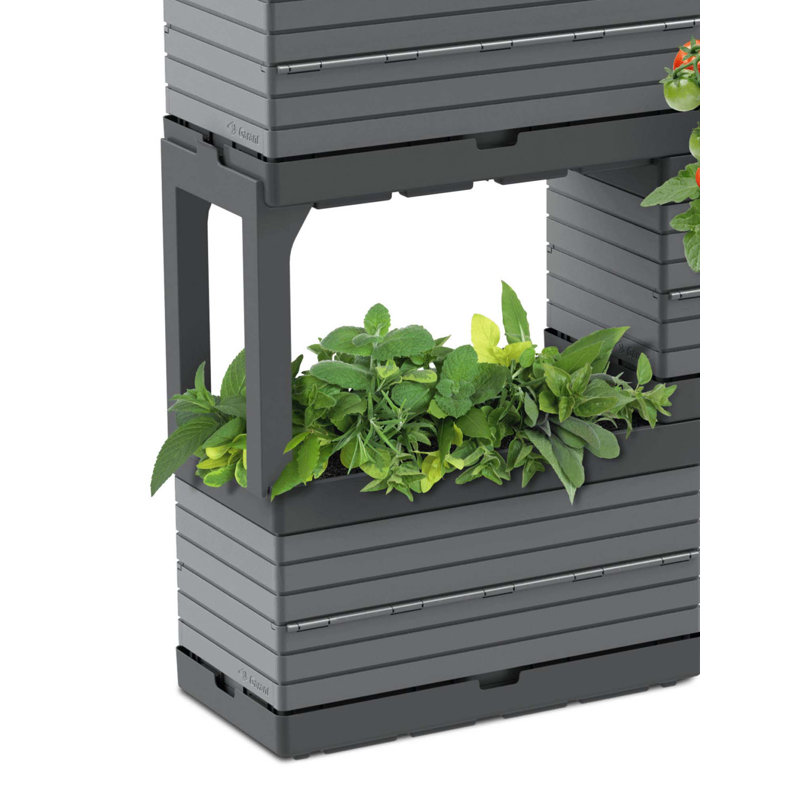 Gray Polypropylene Modular Raised Garden Planter Set
