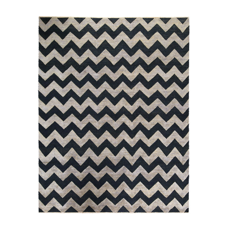 Tapis rectangulaire en laine noué à la main