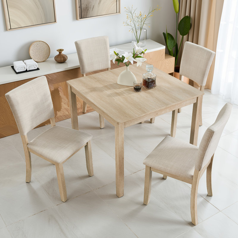 Modern Dining Set, Light Oak, Brown