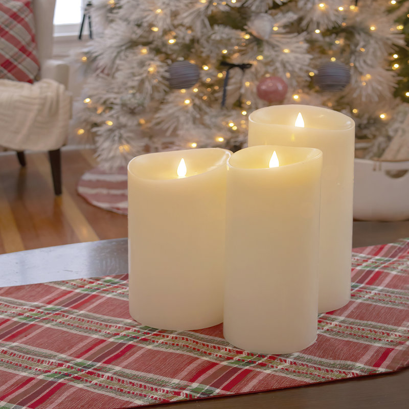 Bougie sans flamme à pilier Georgetown, Ivoire, H 10 po x l 4 po x P 4 po
