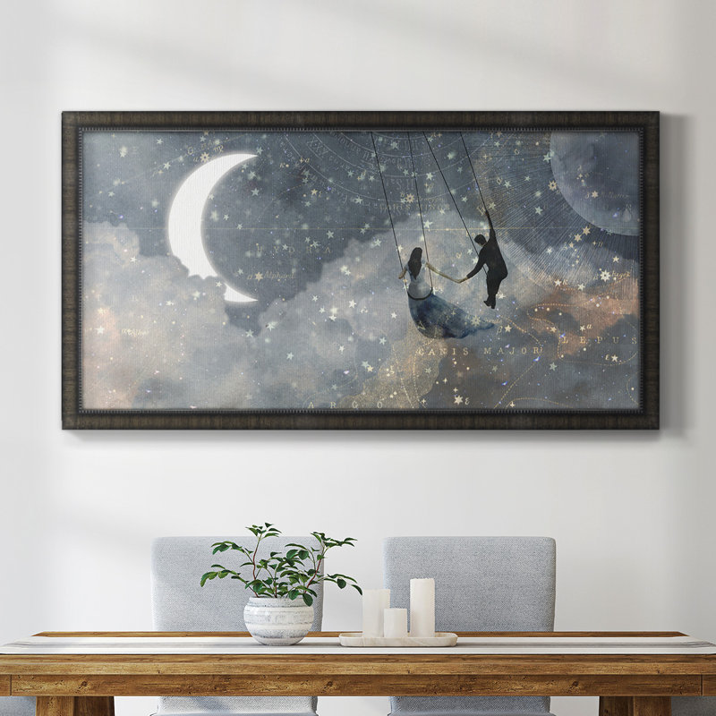 «Celestial Love», toile encadrée de qualité supérieure - prête à être accrochée, Structure noire, H 21 po x l 37 po x P 1 po