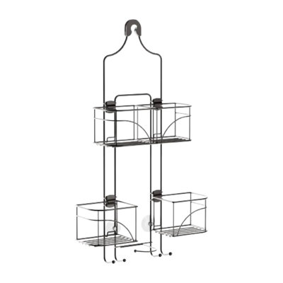 Serviteur de douche extensible - Organisateur de pomme de douche en acier chromé avec 4 paniers réglables pour les essentiels de salle de bain