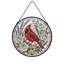 Oiseau cardinal rouge (10) vitrail pour fenêtre-133222993