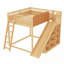 Lit mezzanine double avec tête de lit rembourrée et tablettes de rangement-902857647-903827566