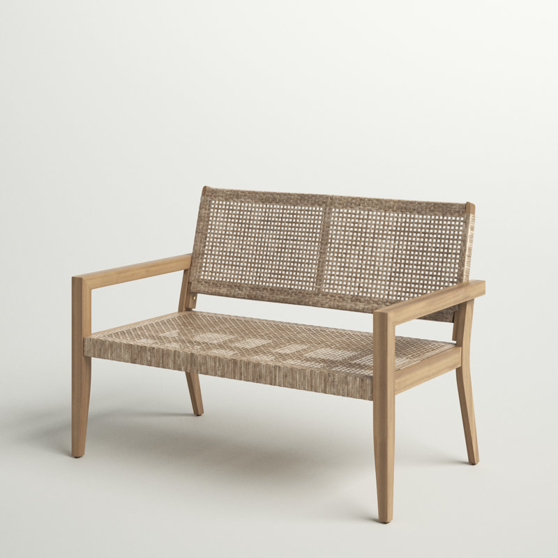 Causeuse d'extérieur 46,5 po Jana en osier et bois d'acacia