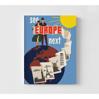 «Europe Travel», rétro Agence européenne, impression très grande affiche, art européen rétro encadré