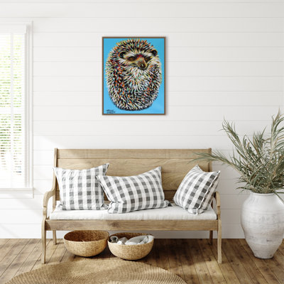 «Blue Hedgehog» par Carolee Vitaletti, reproduction d'art sur toile encadrée