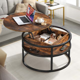Rothwell 31.5"W Lift Top Extendable Round Frame Coffee Table with Storage