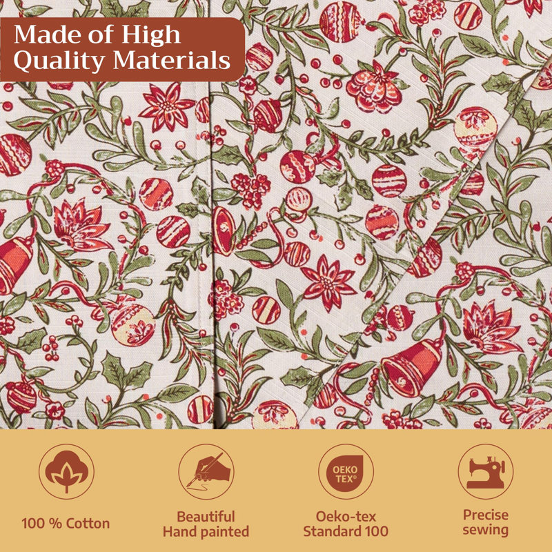 Maison d' Hermine Table runner 100% Cotton Double Layer Table Runners 108 inches long for Thanksgiving Christmas Decorations Home Kitchen Dining Party Wedding (Reveillon Au Jardin, 14.5" x 108")