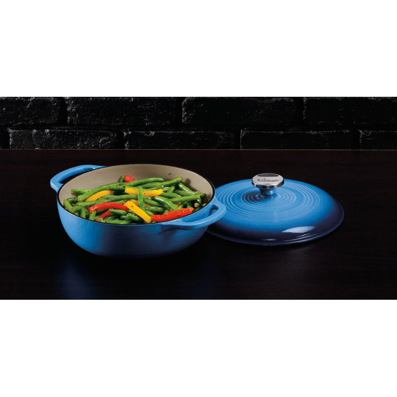 Blue 3 Quart Enameled Cast Iron Dutch Oven with Lid