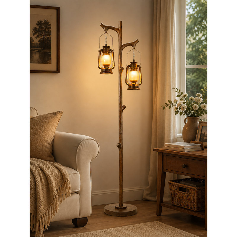 68" Rustic Tree Trunk Floor Lamp