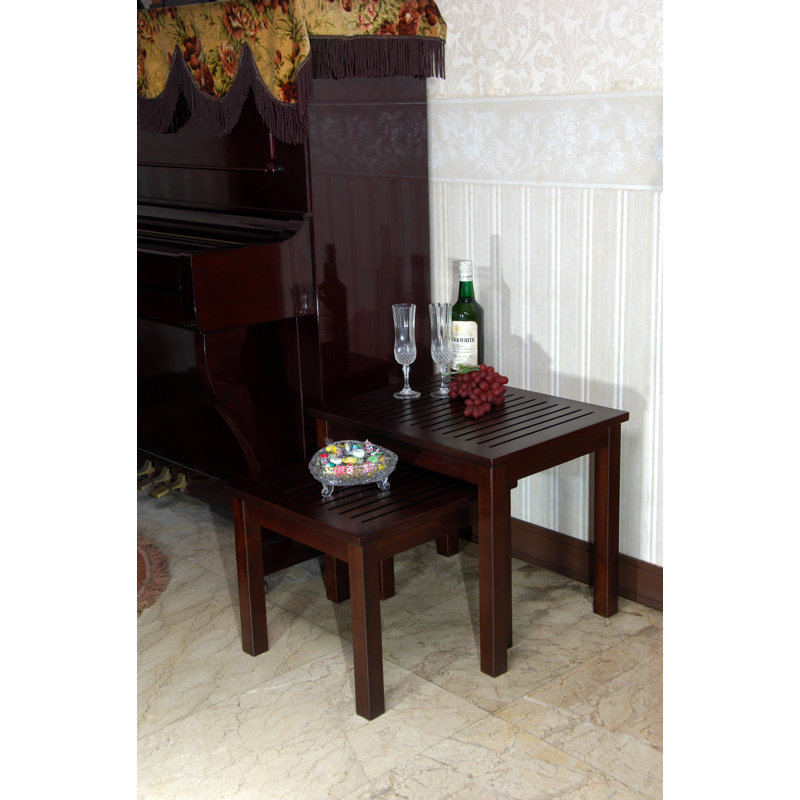 Solid Mahogany Rectangular Nesting Tables in Dark Brown