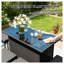 Ensemble de bar d'extérieur 5 pièces avec plateau en verre trempé et 4 tabourets de bar en rotin, mobilier de patio en métal brun foncé-130462176