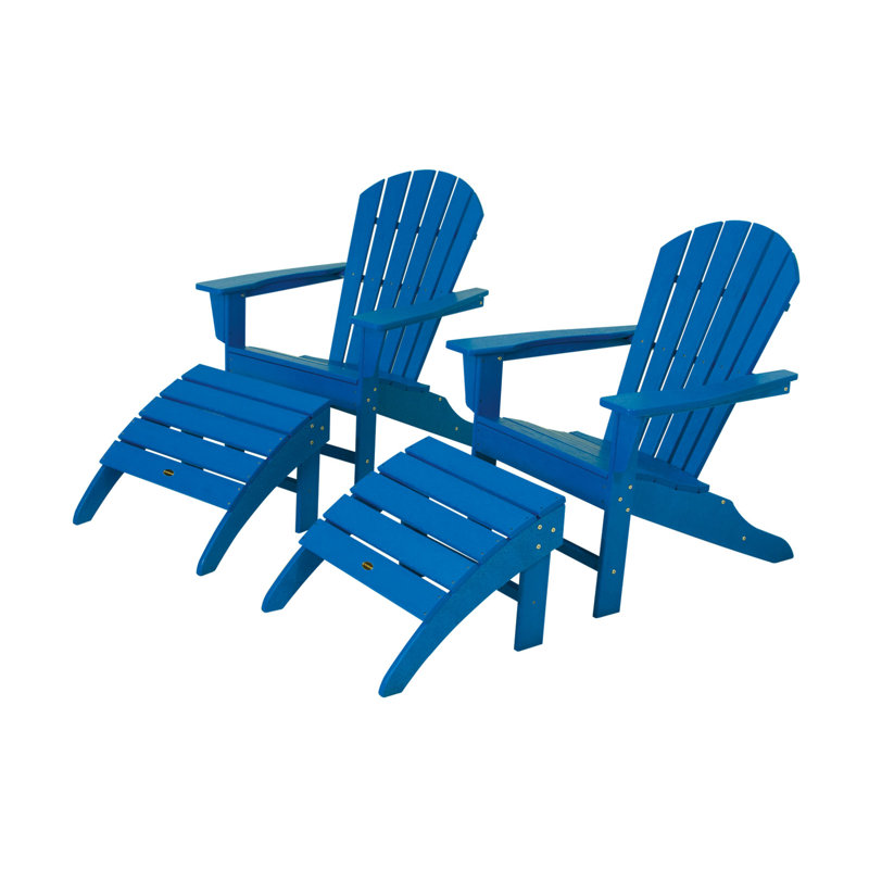 POLYWOOD South Beach 4-Piece Adirondack Set, Pacific Blue