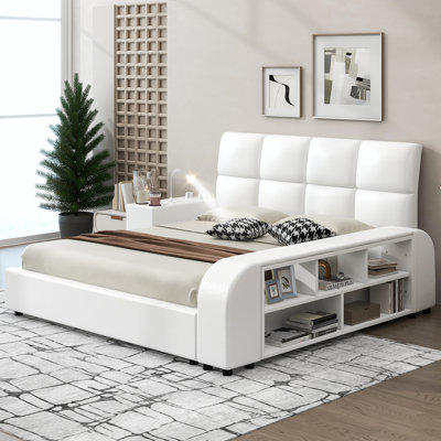 Lit plateforme avec rangement en cuir Ignram