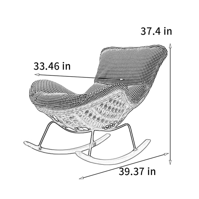 Chaise berçante en alliage PE tissé, Noir / blanc
