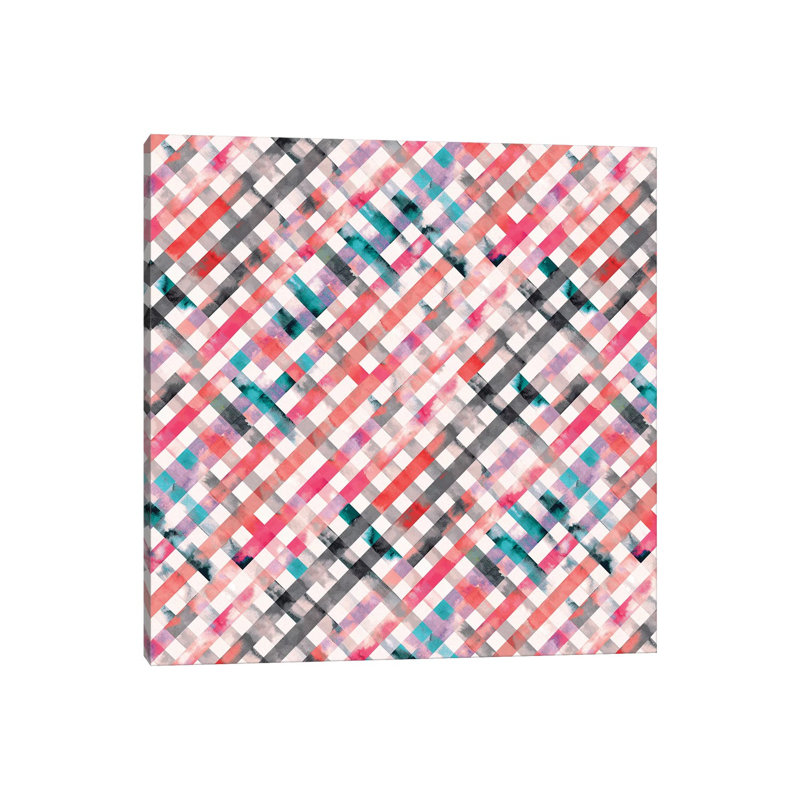 Vichy Pink Gingham Squares Watercolor by Ninola Design - Wrapped Canvas Gallery-Wrapped Canvas Giclée