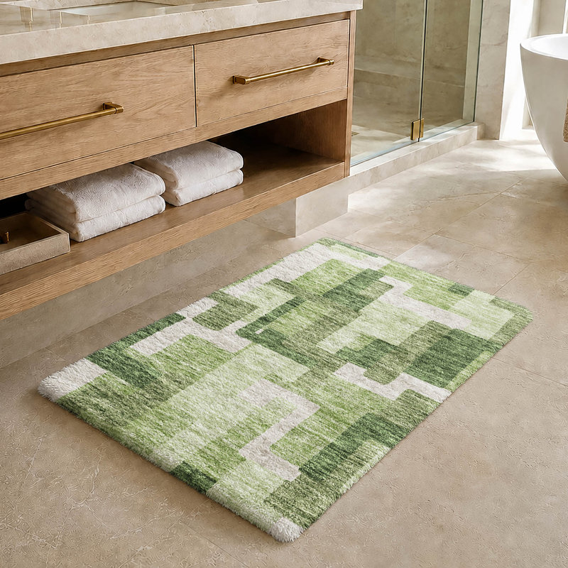 Tapis moderne Dream Shag ADS740, lavable à la machine, de qualité supérieure, Green, 2'6" x 3'10"