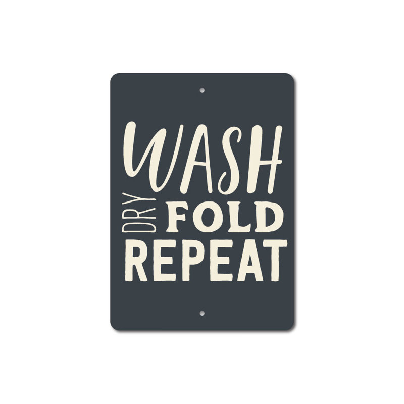 Enseigne en aluminium Wash Wash Fold, H 14 po x l 10 po x P 0,04 po