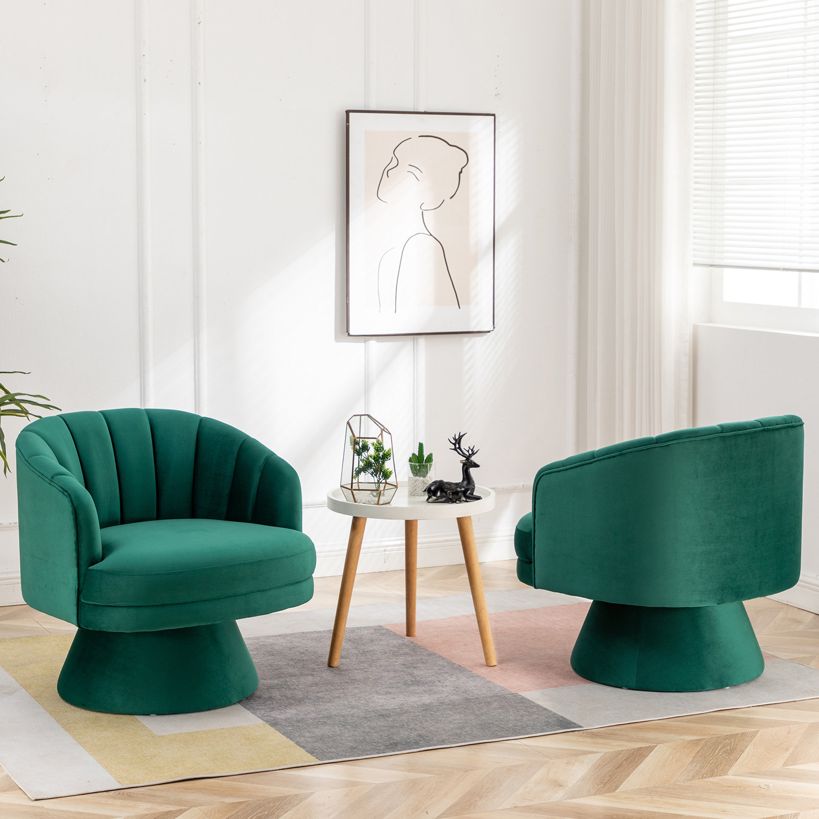 Green swivel barrel online chair