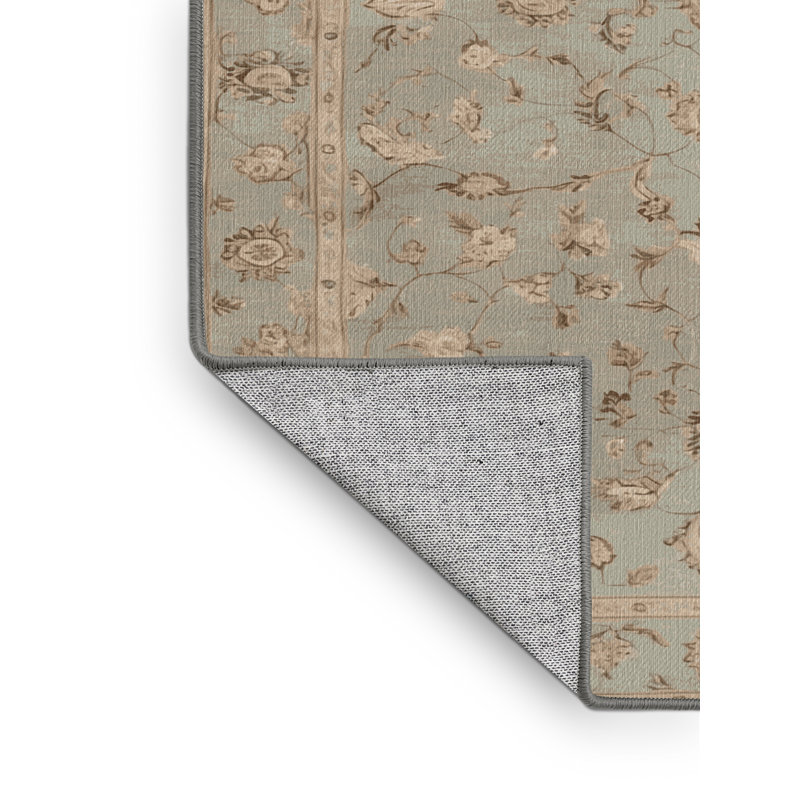 Tapis gris Tabriz lavable à la machine, Rectangulaire 8 pi x 10 pi