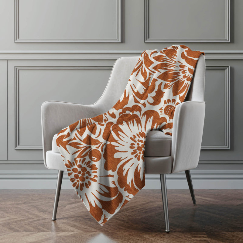 Jeté en sherpa floral Addison, Paprika