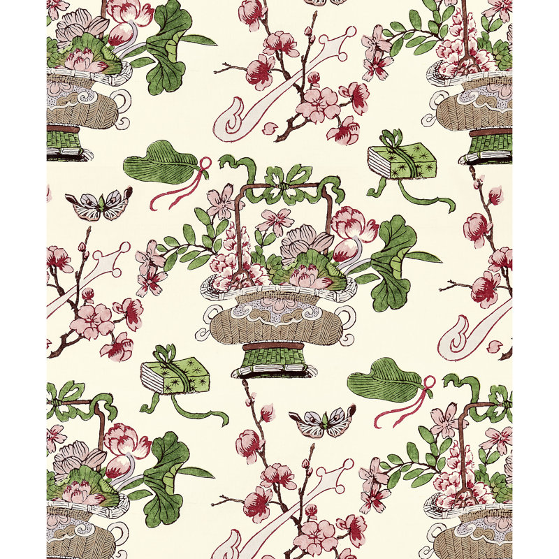 Merchante Shanghai Blossoms Fabric, Mulberry
