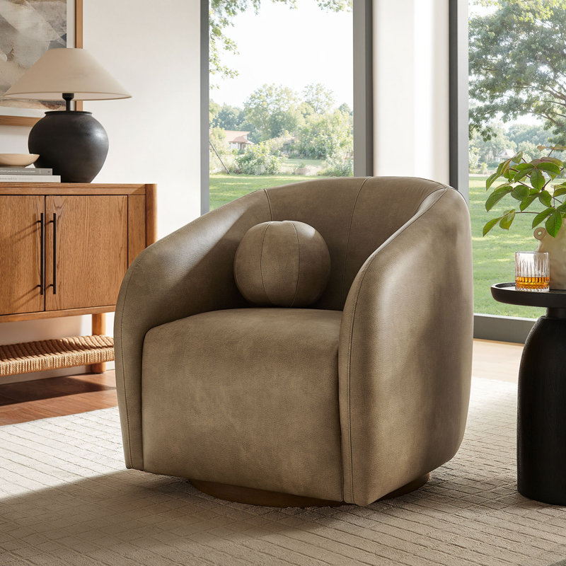 Fauteuil pivotant en cuir Vegan Jonina, Champignon