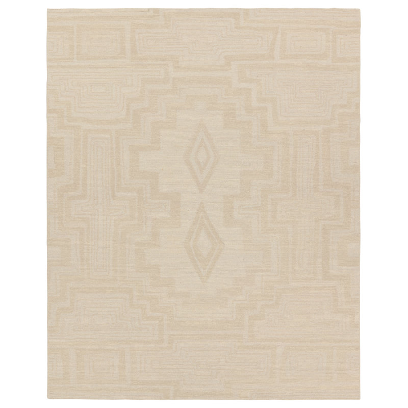 Tapis gris clair / crème fait à la main Murphie, Rectangle 9 pi x 12 pi